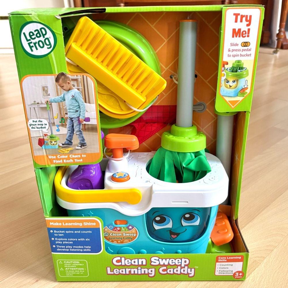 LeapFrog Clean Sweep Learning Caddy for Kids with Sounds – Blue/Green Mop *NEW*